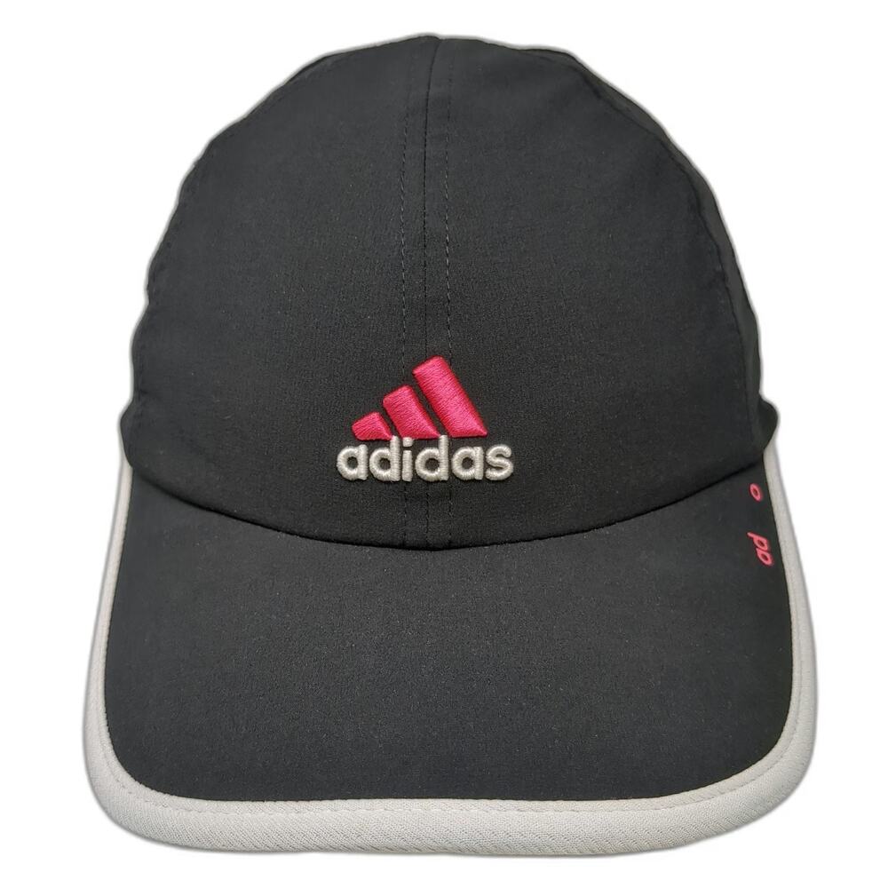 Adidas Baseball Cap Black One Size Strapback Climalite Mesh Pink Logo Piping Hat
